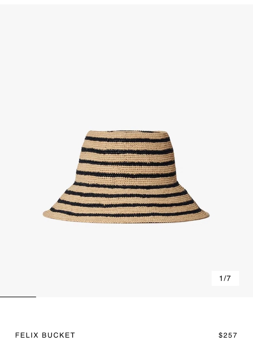 NWT Janessa Leone Striped Felix Bucket Hat - Natural & Navy - Picture 2 of 5